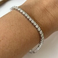 Pulseira riviera Moissanite 10 pontos prata 925 (3mm)