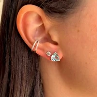 Brinco trillion zircônia água marinha prata 925 (8mm)