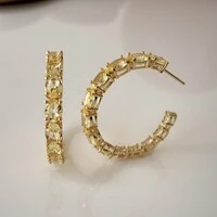 Brinco argola Paris zircônias fancy yellow ouro