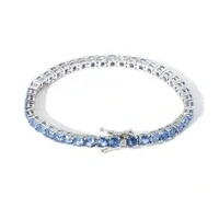 Pulseira classic riviera zircônias água marinha ródio branco (4mm)