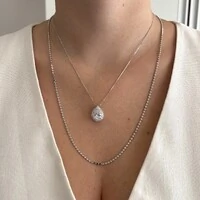 Colar gota Lauren zircônia branca ródio branco