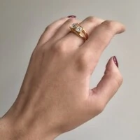 Anel Groove Moissanite prata 925 banho ouro