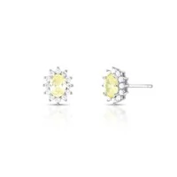 Brinco Winnie oval zircônia fancy yellow ródio branco