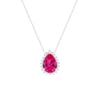 Colar Lola gota zircônia turmalina pink prata 925