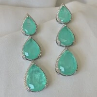 Brinco Malibu esmeralda colombiana fusion ródio branco