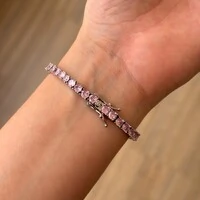 Pulseira classic riviera zircônias kunzita ródio branco (4mm)