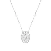 Colar medalha giratória Nossa Senhora das Graças ródio branco