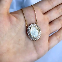 Colar Nossa Senhora das Graças cravejado ouro