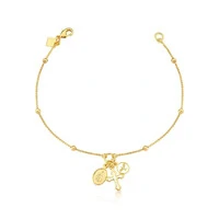 Pulseira com pingentes religiosos ouro