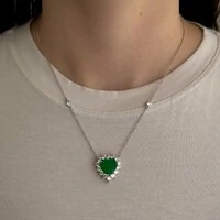 Colar coração Ocean esmeralda fusion ródio branco