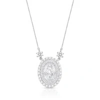 Colar medalha Nossa Senhora das Graças cravejado prata 925