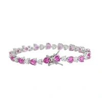 Pulseira riviera Love zircônias turmalina pink ródio branco