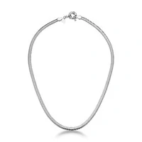 Colar malha laminada ródio branco (4mm)