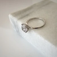 Anel solitário Ravena zircônia branca prata 925