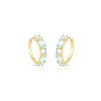 Brinco argola Lana zircônias água marinha ouro