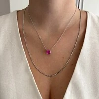 Colar Tess zircônia turmalina pink prata 925