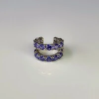 Piercing fake Wendy cravejado com zircônias tanzanita ródio branco