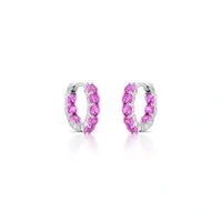 Brinco argola Nina zircônias turmalina pink ródio branco
