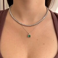 Colar Tróia zircônia esmeralda colombiana ródio branco