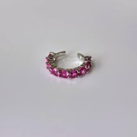 Piercing fake Sandy zircônias turmalina pink ródio branco