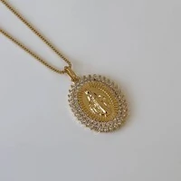 Colar Nossa Senhora das Graças cravejado ouro