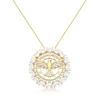 Colar pingente Espírito Santo zircônias ouro