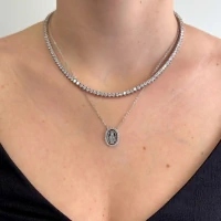 Colar medalha Nossa Senhora das Graças ródio branco