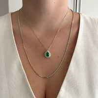 Colar gota Lauren esmeralda fusion ródio branco