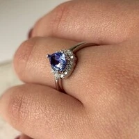 Anel Thay gota zircônia tanzanita prata 925