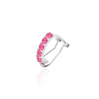 Piercing fake zircônias turmalina pink prata 925