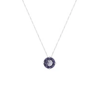 Colar ponto de luz zircônia tanzanita ródio branco (6mm)