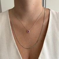 Colar Winnie oval zircônia turmalina pink ródio branco