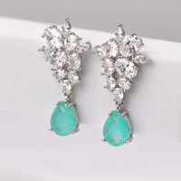 Brinco Beatrice esmeralda colombiana fusion ródio branco