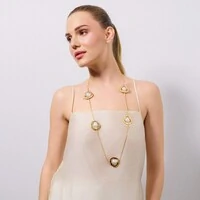 Colar longo Emily orgânico pérolas ouro