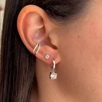 Brinco argola ponto luz Moissanite 1.0ct prata 925 (6.5mm)