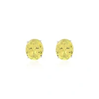 Brinco oval zircônia fancy yellow prata 925