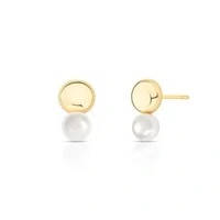 Brinco Lune liso com pérola ouro
