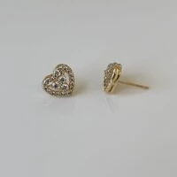 Brinco Dani coração zircônia branca prata 925 ouro