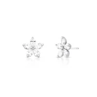 Brinco Lótus zircônias brancas ródio branco