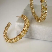 Brinco argola Paris zircônias fancy yellow ouro