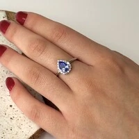 Anel Thay gota zircônia tanzanita prata 925