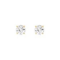 Brinco solitário ponto de luz Moissanite prata 925 banho ouro (8.0mm)