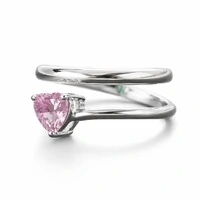 Anel duplo coração kunzita prata 925