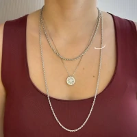 Colar cordão baiano ródio branco (45cm)