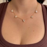 Colar Isa coração zircônias brancas ouro