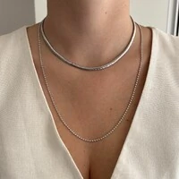 Colar malha laminada ródio branco (4mm)