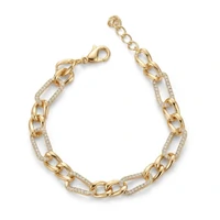 Pulseira elos cravejados ouro