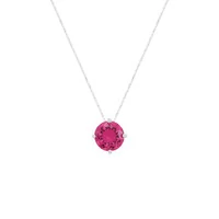 Colar ponto de luz zircônia turmalina pink ródio branco (8mm)