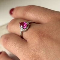 Anel Thay gota zircônia turmalina pink prata 925