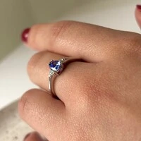 Anel Liana gota zircônia tanzanita prata 925